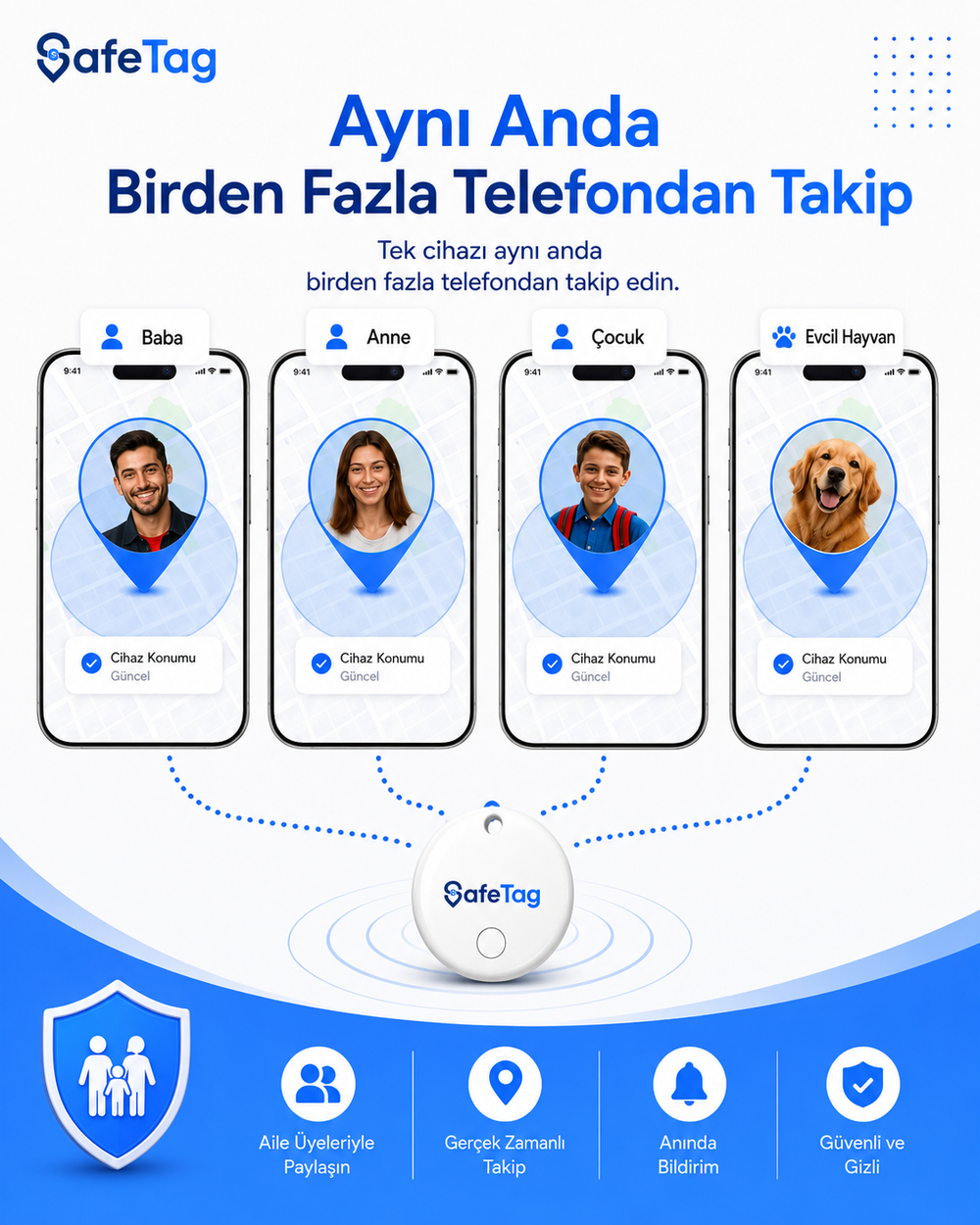 SafeTag Akıllı Takip Cihazı – Araç, Çanta, Bagaj ve Anahtar İçin Konum Takibi